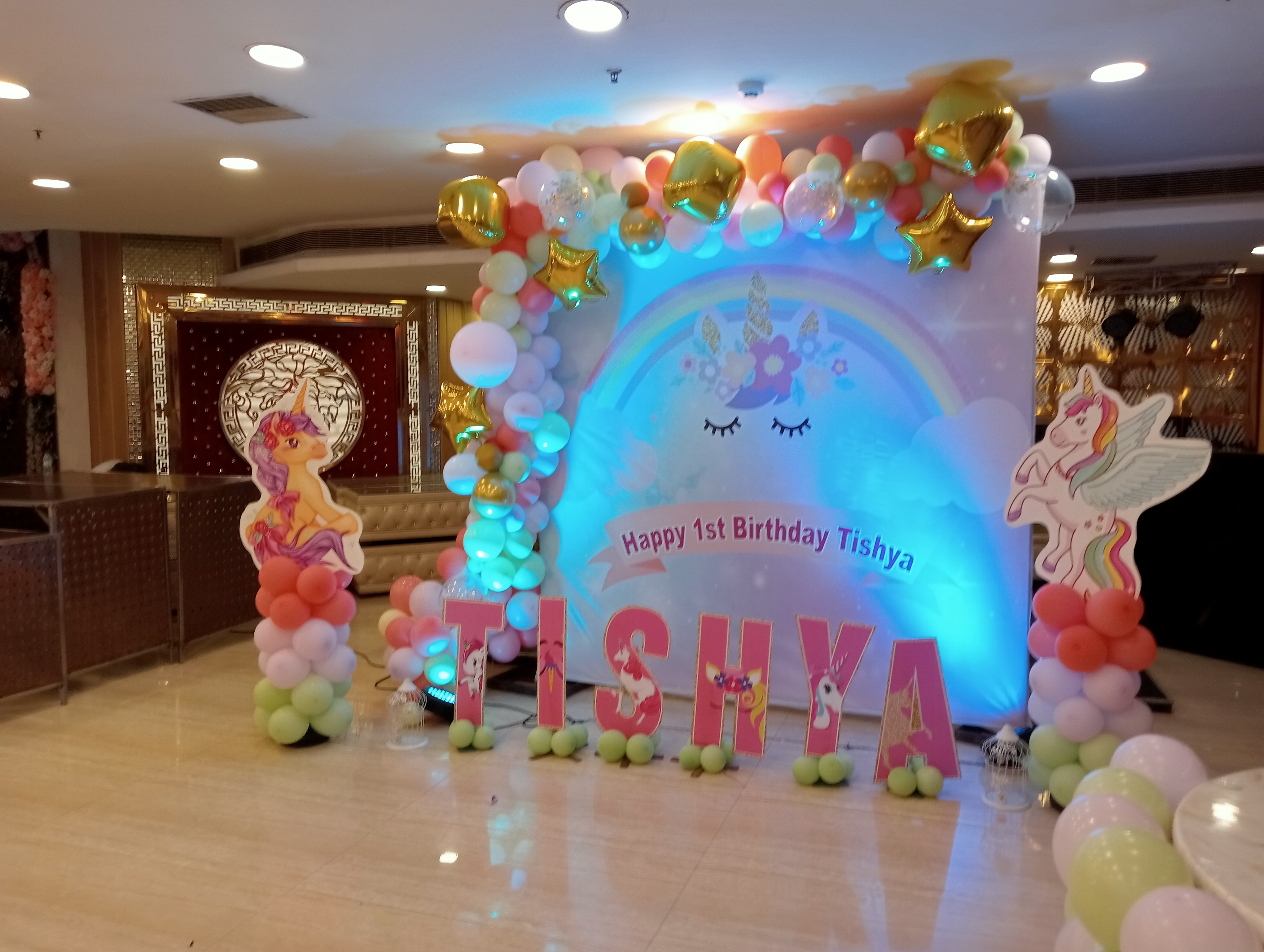 Unicorn-Themed Birthday Decoration for Tishya